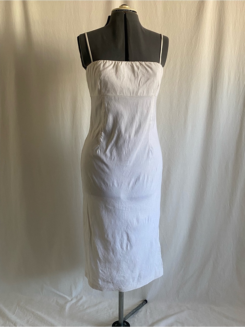 Vintage 90s David Park Ivory/White Midi Dress Spaghetti Strap Size M Y2k